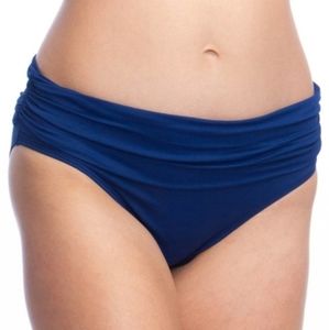 Lauren Ralph Lauren Solid Shirred Hipster Bikini Brief Indigo Blue 16